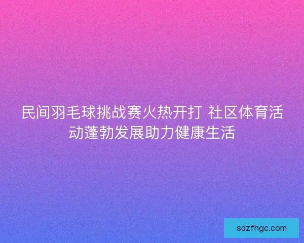 民间羽毛球挑战赛火热开打 社区体育活动蓬勃发展助力健康生活
