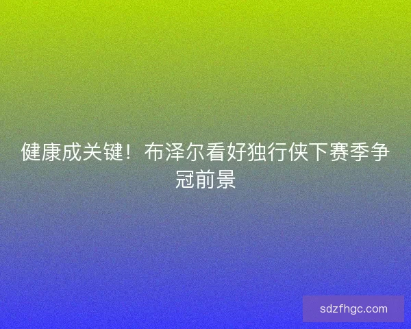 健康成关键！布泽尔看好独行侠下赛季争冠前景