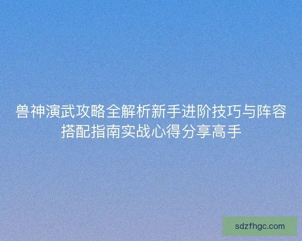 兽神演武攻略全解析新手进阶技巧与阵容搭配指南实战心得分享高手